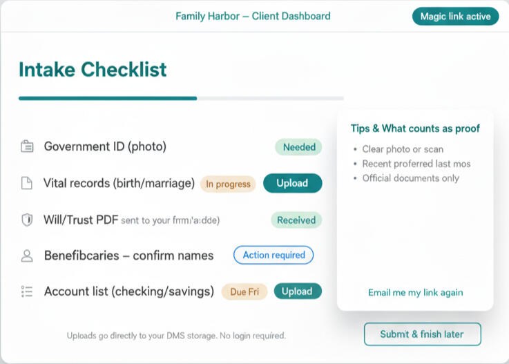 Checklist with statuses